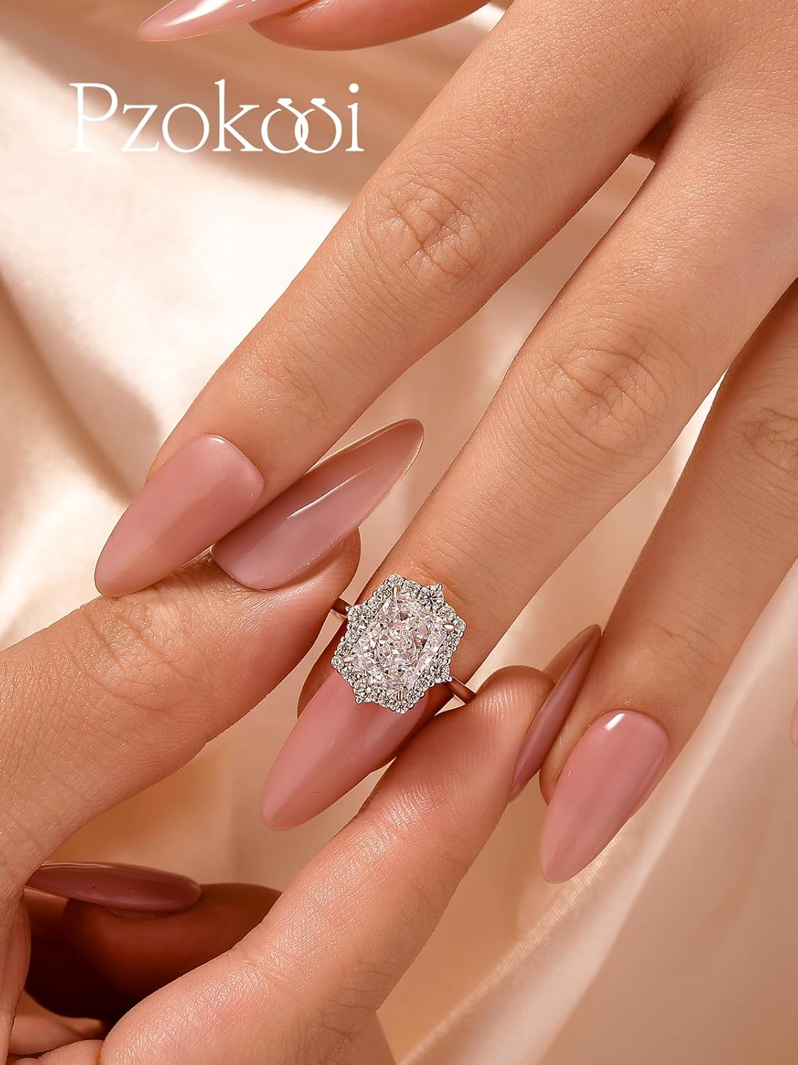 3.0ct Halo Radiant Cut Engagement Ring for Women,Solitaire Sterling Silver Promise Ring for Wedding,Travel,Daily