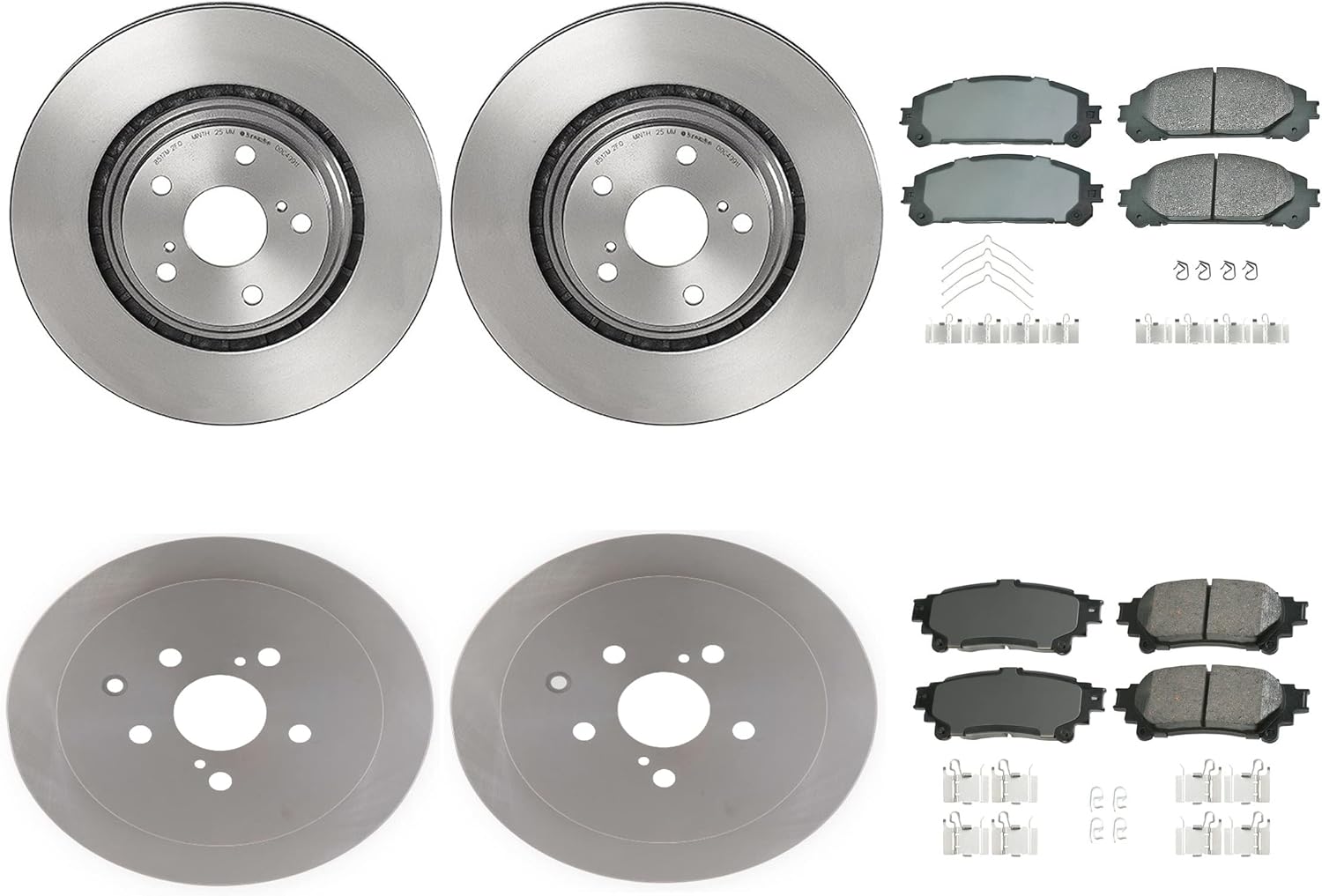 Akebono ProACT Front 328mm Vented & Rear 309mm Solid Brake Kit UV Coated Disc Rotors