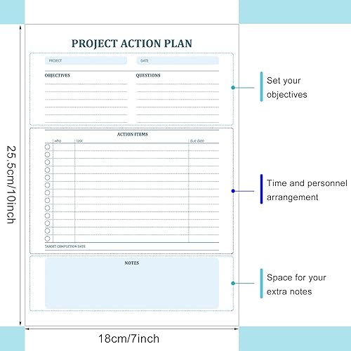 Miniatura 2 de Maitys 200 hojas, 4 blocs, planificador de acción de proyectos, bloc de notas, gestión de proyectos con almohadilla de planificación de lista de