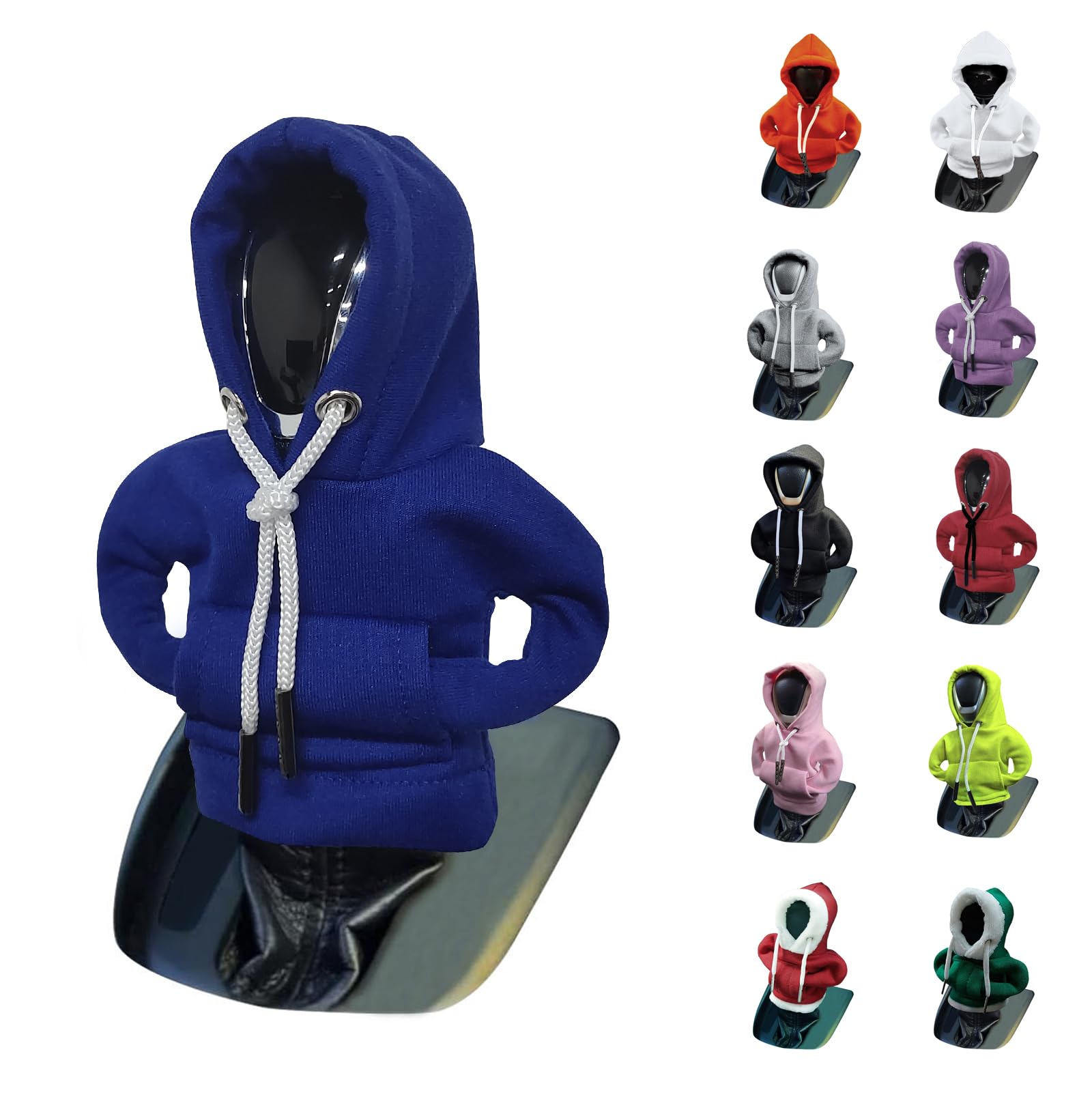 vvag Gear Shift Hoodie, Hoodie Car Gear Shift Cover, Car Shift Knob Hoodie, Automotive Interior Accessories, Universal Fit Knob Cover Gift (Blue)