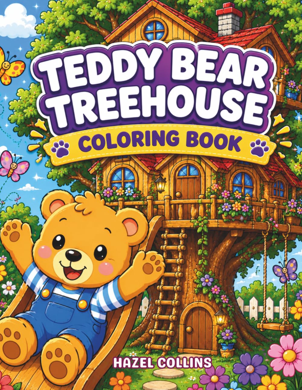 Teddy Bear Treehouse Coloring Book: A Cozy Kawaii Coloring Journey for Kids Featuring Cute Teddy Bears, Magical Treehouses, and Woodland Adventures