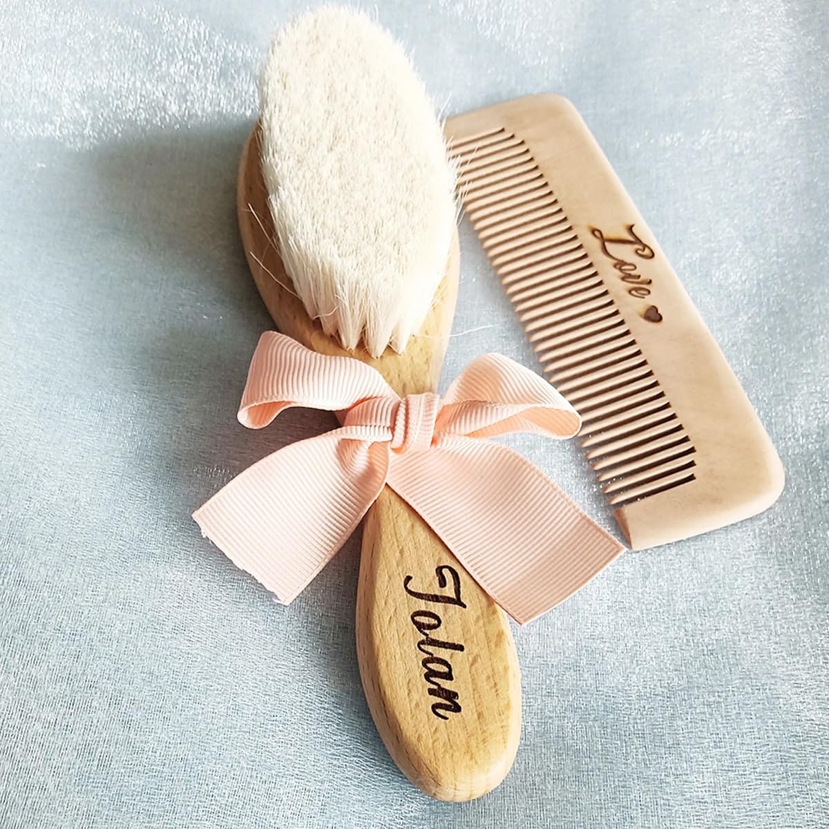 Brosse À Cheveux Bébé Personnalisée En Laine Pour Nouveau-né, Peigne En Bois Portable, Brosse De Bain Pour Bébé
