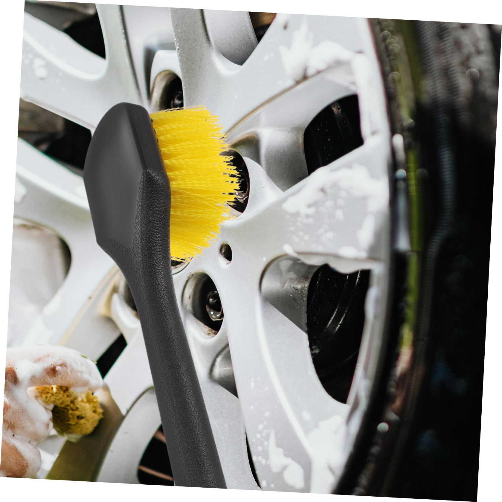 Operitacx 4 Pezzi Spazzola per Pneumatici e Cerchi Auto Manico, Plastico | Impugnatura Ergonomica, Uso Doppio per Lavaggio e Dettaglio, per Cerchi Ruote e Pneumatici Auto