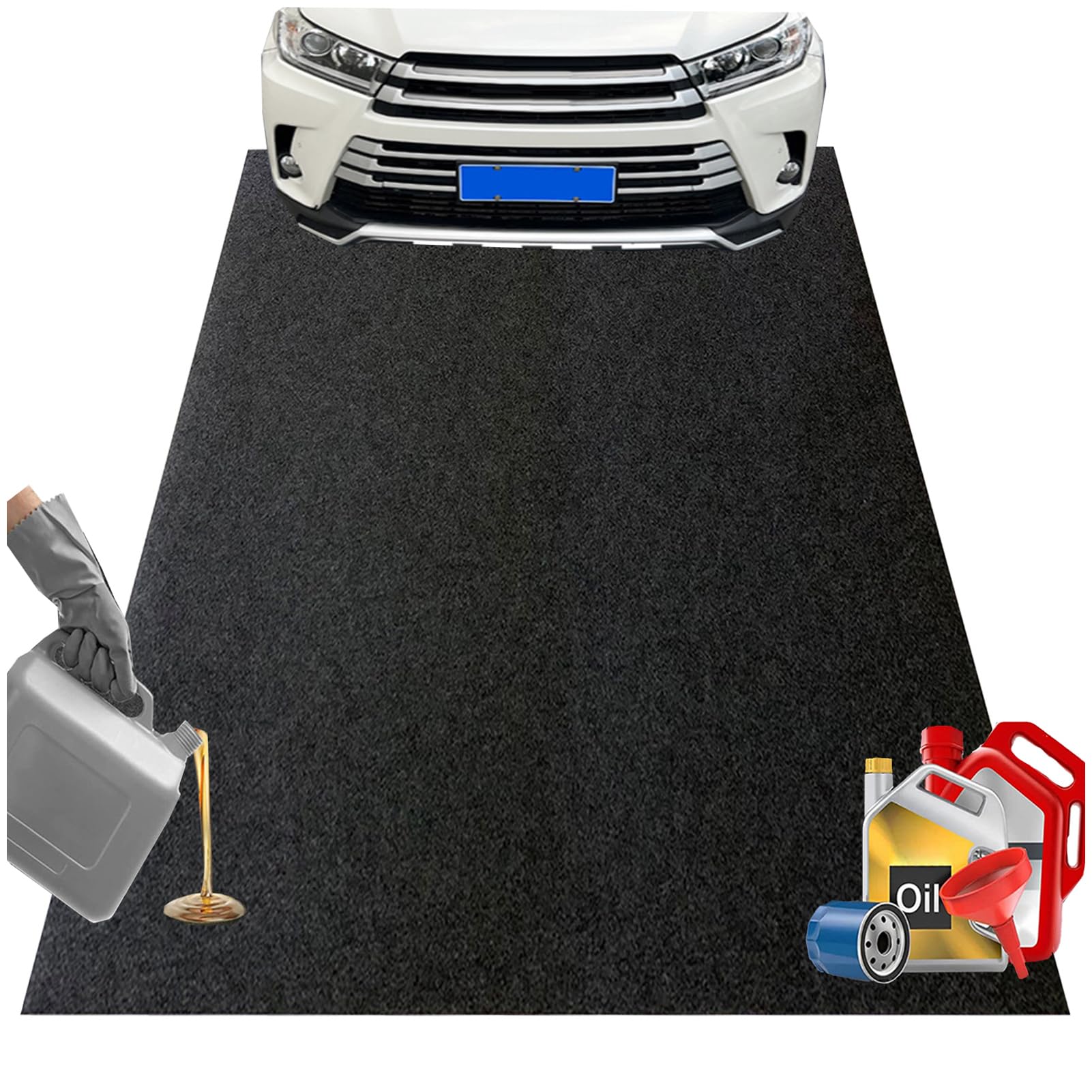Tapis de sol anti-huile pour garage, 223 x 520 cm, absorbant, découpable, avec dessous antidérapant, pour moto et voiture, protection