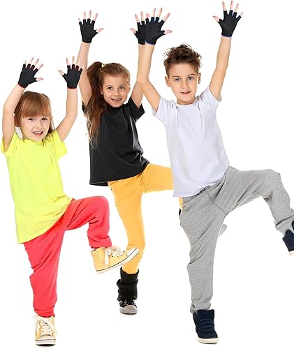 Miniatura 5 de SATINIOR 4-Pairs Kids Bike Gloves, Fingerless Gloves for Boys & Girls, Non-Slip Cycling Glove with Adjustable Strap, Breathable Half-Finger Zip Line