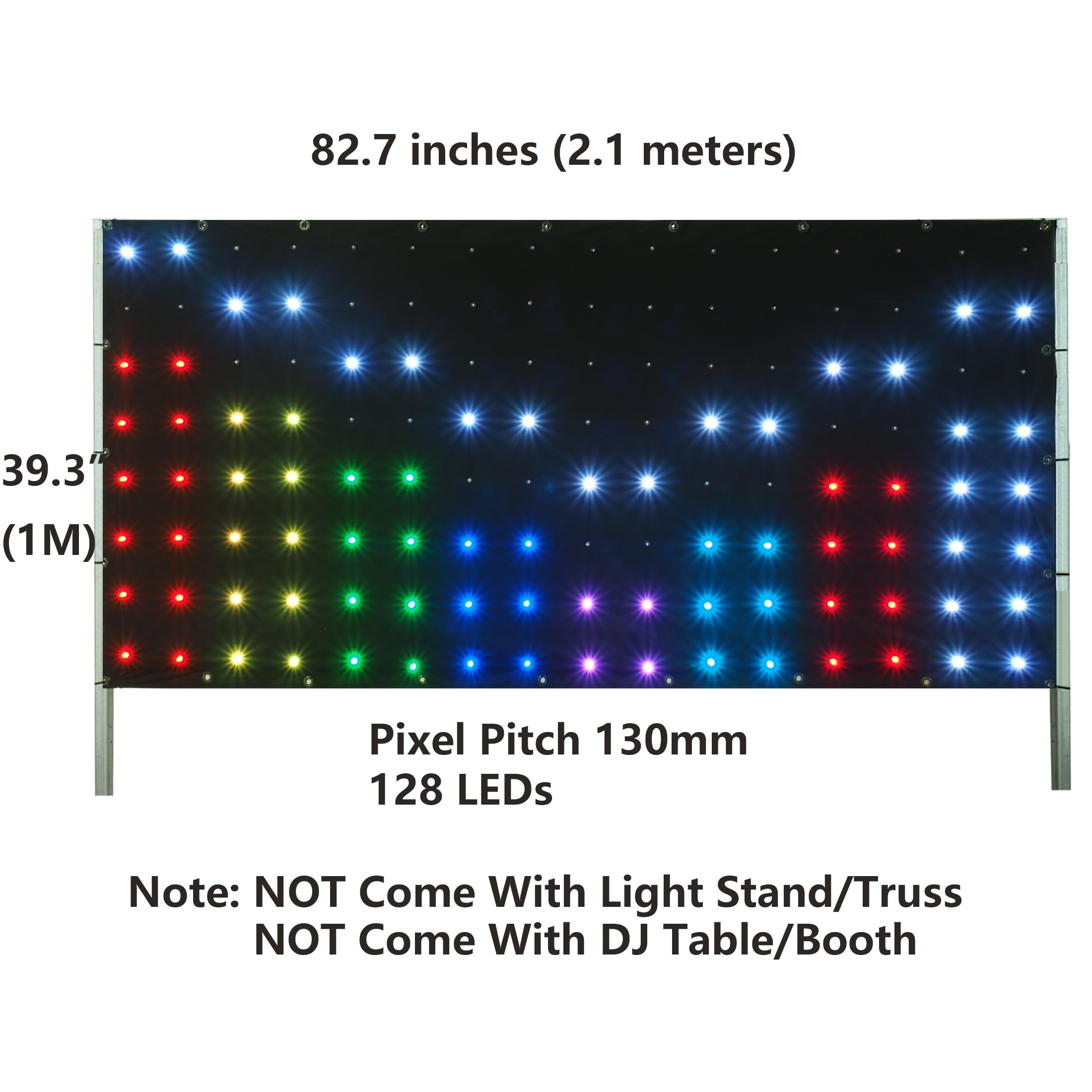 DJ Stage Light Pro 1 x 2,1 m LED Motion Drape Facciata - Luci ritmiche attivate dal suono con telecomando, oltre 80 programmi musicali e 70 effetti di movimento per cabine DJ, palchi, matrimoni