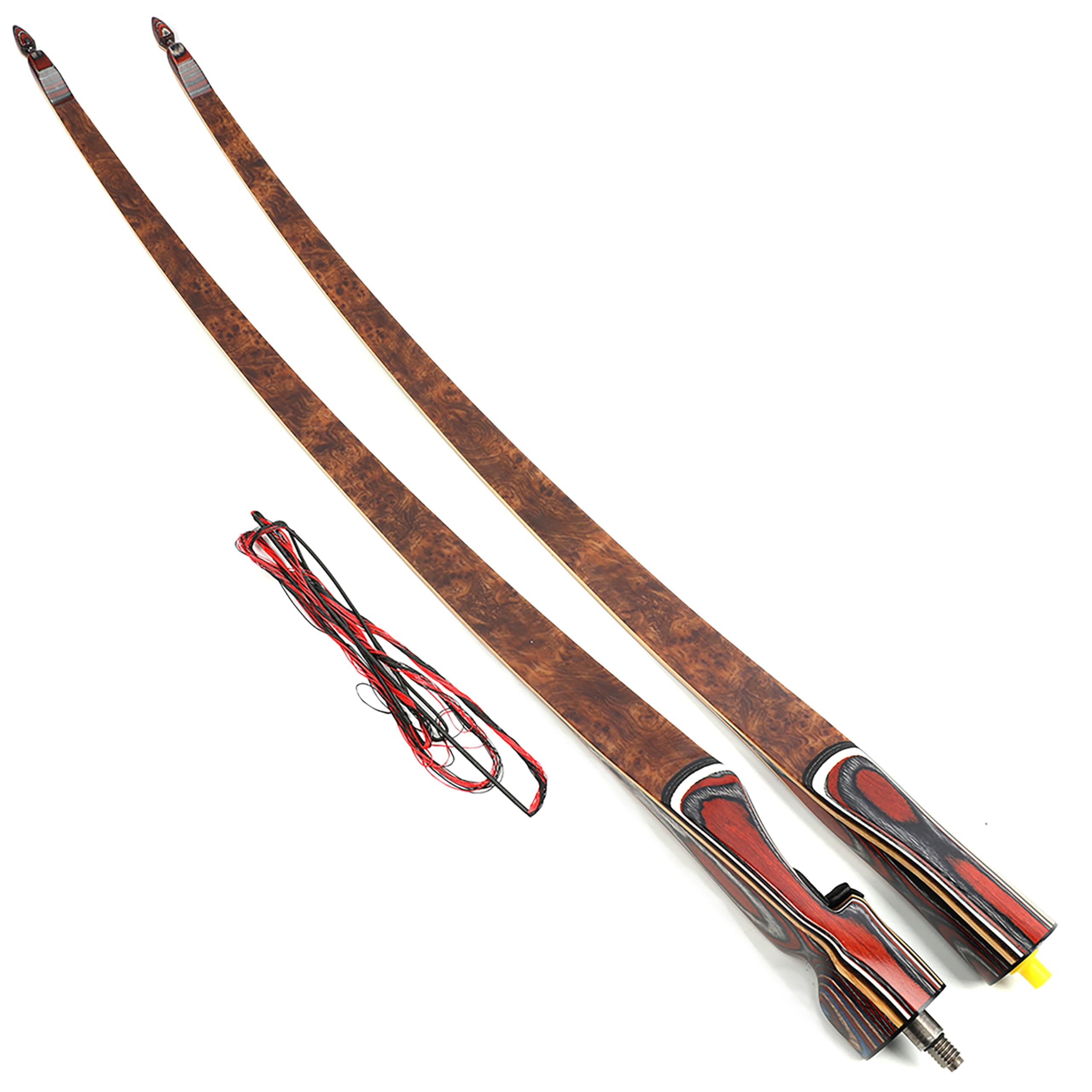 60" Takedown-Longbogen 20-55 Lbs Traditioneller Holzdreiecksbogen Rechtshänder für Bogenschießen, Jagen und Zieltraining