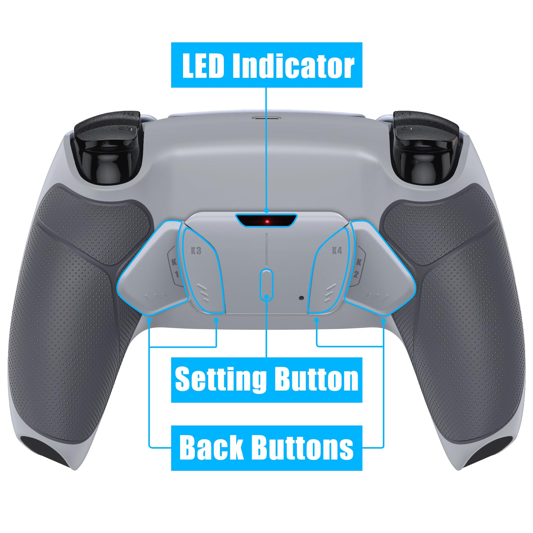 eXtremeRate Goma Grip Programable RISE4 Remap Kit para ps5 Mando Modelo BDM-030/040/050 Actualización Board&Carcasa Trasera&4 Palancas Botones para ps5 Control-NO Incluye Mando(Gris)