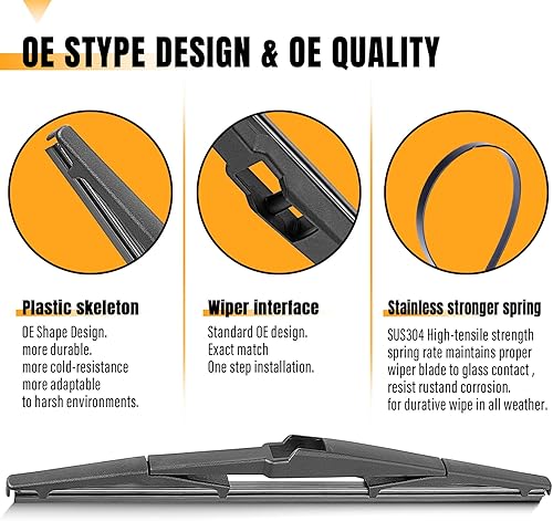 Vista 55 de AUTOBOO 12 limpiaparabrisas trasero de repuesto para Kia Sportage 2011-2016, Hyundai Elantra 09-12, Hyundai Tucson IX35 10-15, I30 - Repuesto