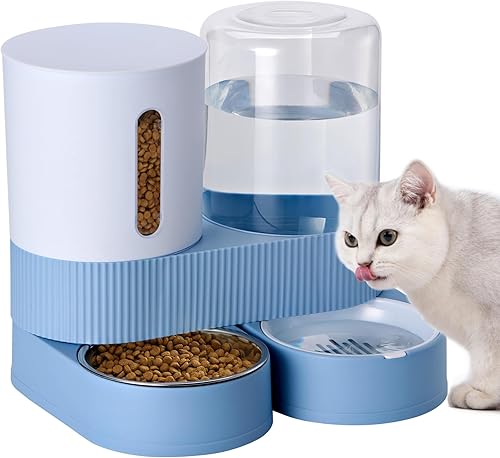 Dispensador automático de agua para perros y gatos, dispensador de agua de acero inoxidable 2 en 1, dispensador de gran capacidad para mascotas,