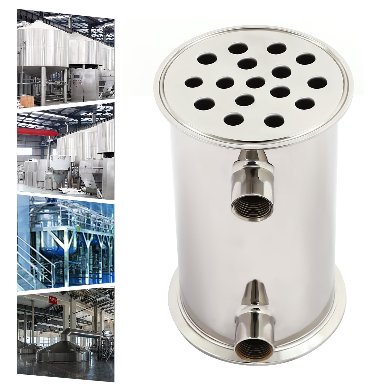 Condenser, 4-Inch Condenser, Distiller, Spittooner, 304 Stainless Steel, 16-Hole Female Threads for Column Still Designed for maximum purification and distillation of spirits.