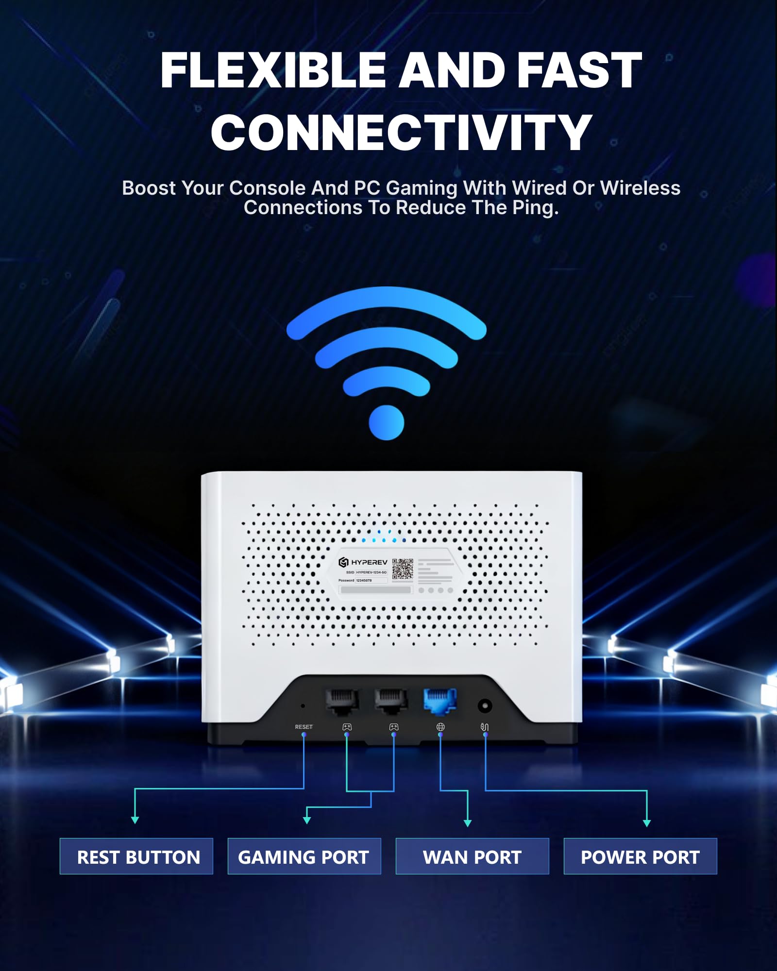 Gaming Router AX3000 PC y consolas Booster de juegos para PS5/PS4, Xbox, Switch/Switch2 con servicio de consola GearUP de 3 meses | Booster WiFi para juegos de doble banda WiFi 6, 2402Mbps, 5GHz y