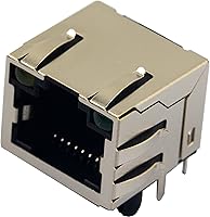 Vista 5 de whiteeeen 10 unids red Ethernet blindado RJ45 con luces LED Ethernet Jacks 8P8C hembra conectores de enchufe 8pin montaje en PCB para Cat5, Cat5e