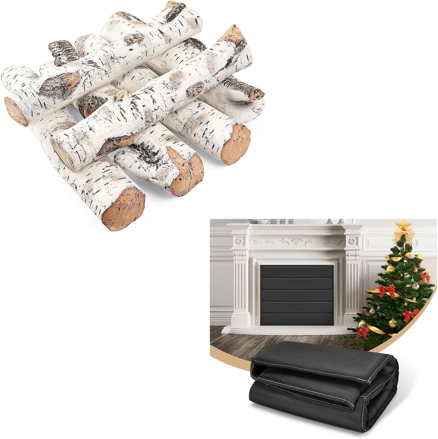 Uniflasy Gas Fireplace Logs Set and Fireplace
