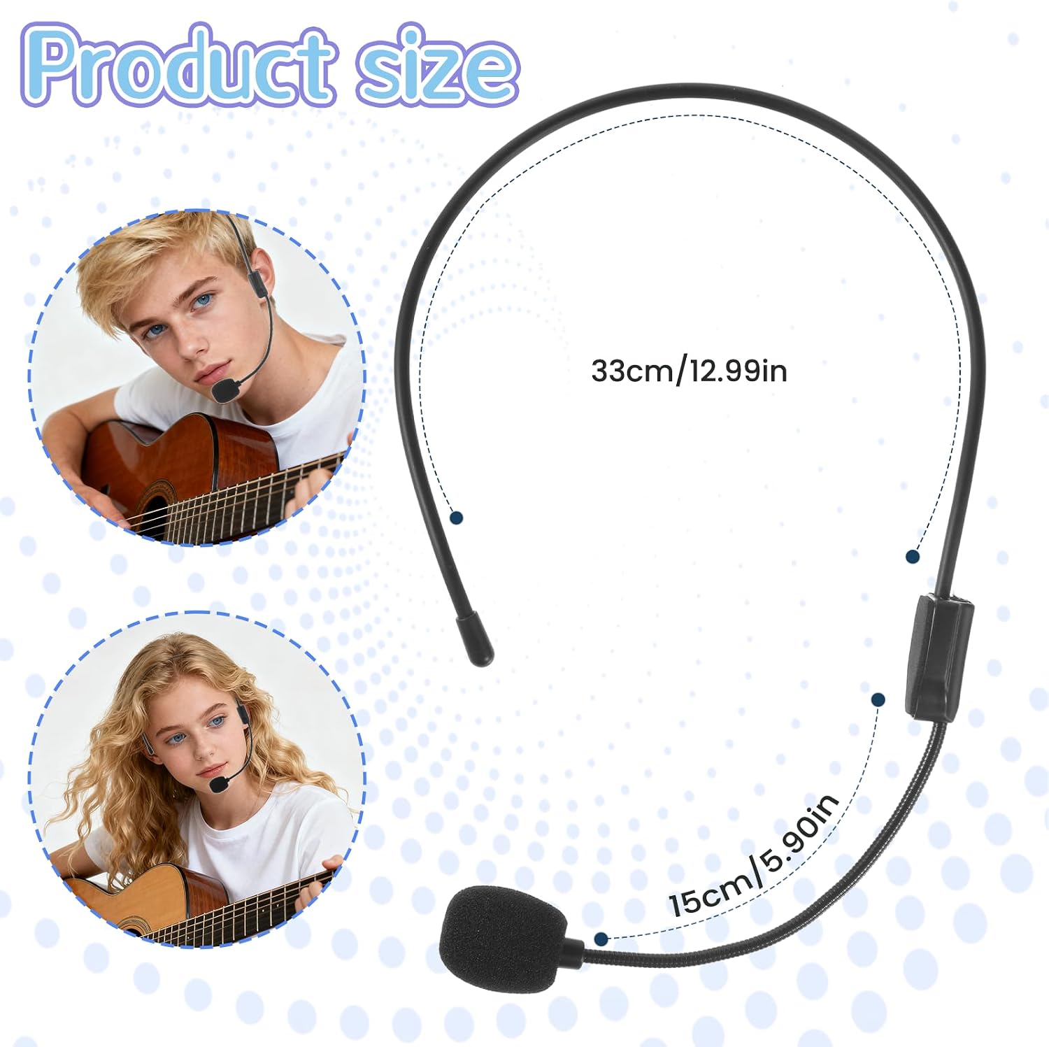 Fake Microphone Headset, Rockstar Costume Accessories Hippie Singer Headphone Props Head Microphone Headphones Fake Mic Headset for Halloween Party Costume