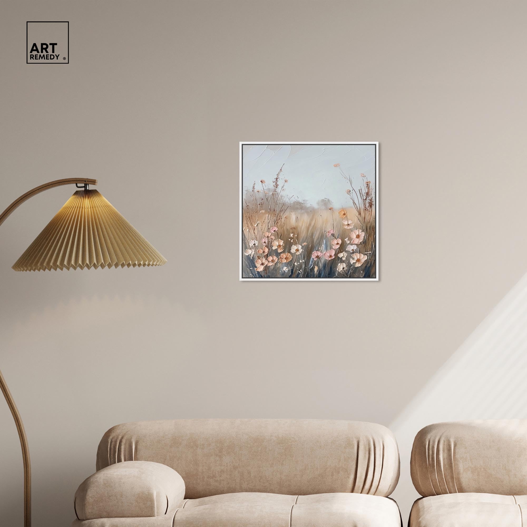 Art Remedy Muskatnuss Flower Fusion Leinwandbild, Bauernhaus-Blumenkunst, weißer Rahmen, 50,8 x 50,8 cm