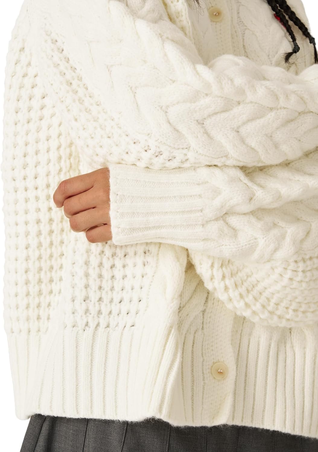 Aelfric Eden Chunky Cardigan Sweaters for Women Oversized Cable Knit Open Front Cardigans Long Sleeve Crewneck Trendy Outfits - Image 6