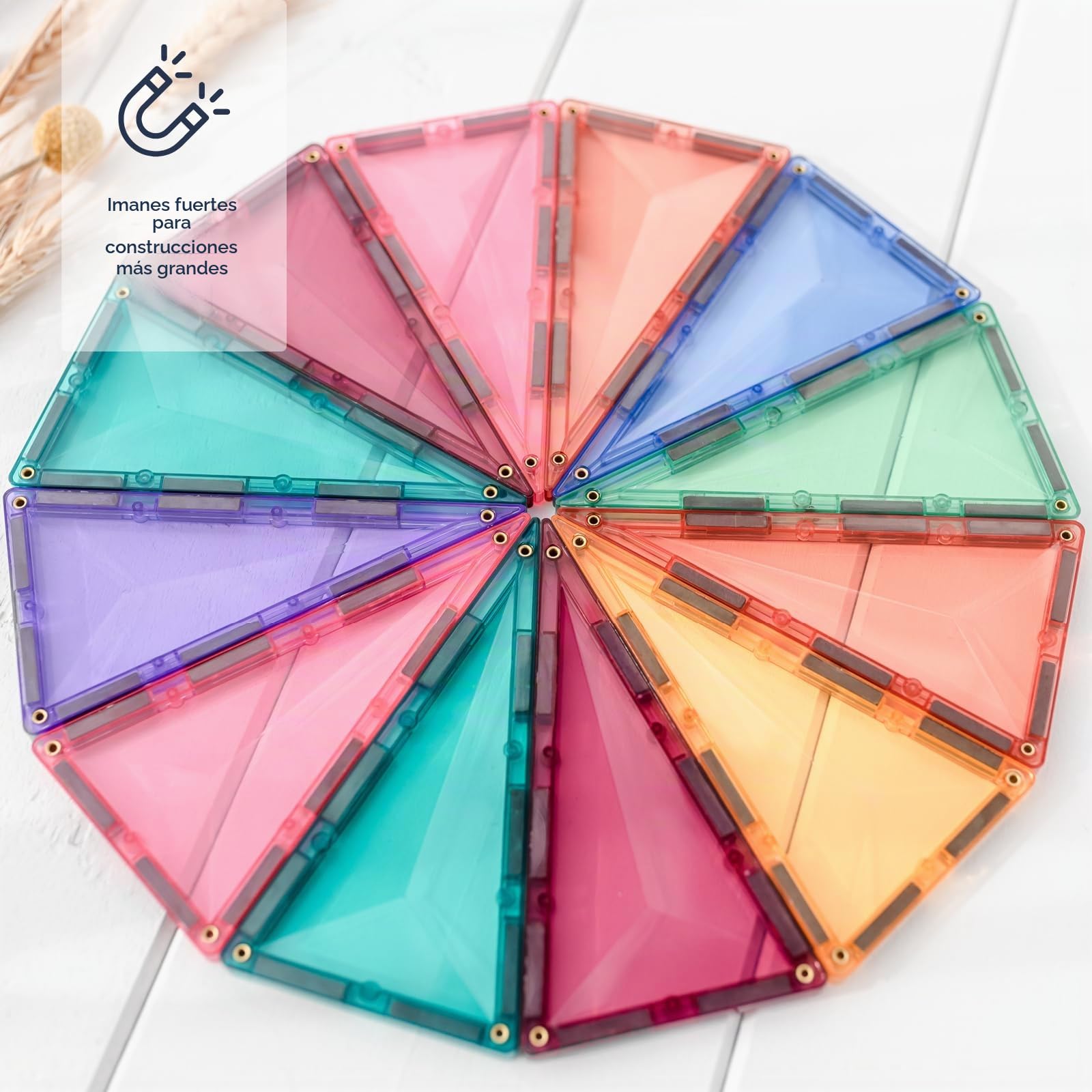 CONNETIX Azulejos Magnéticos Pastel Paquete Geometría, 40 Piezas