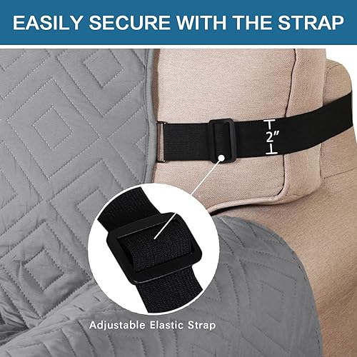 Miniatura 10 de H.VERSAILTEX - Funda protectora reversible para sofá, antideslizante, resistente al agua, 2pulgadas de ancho con correas elásticas, fundas para