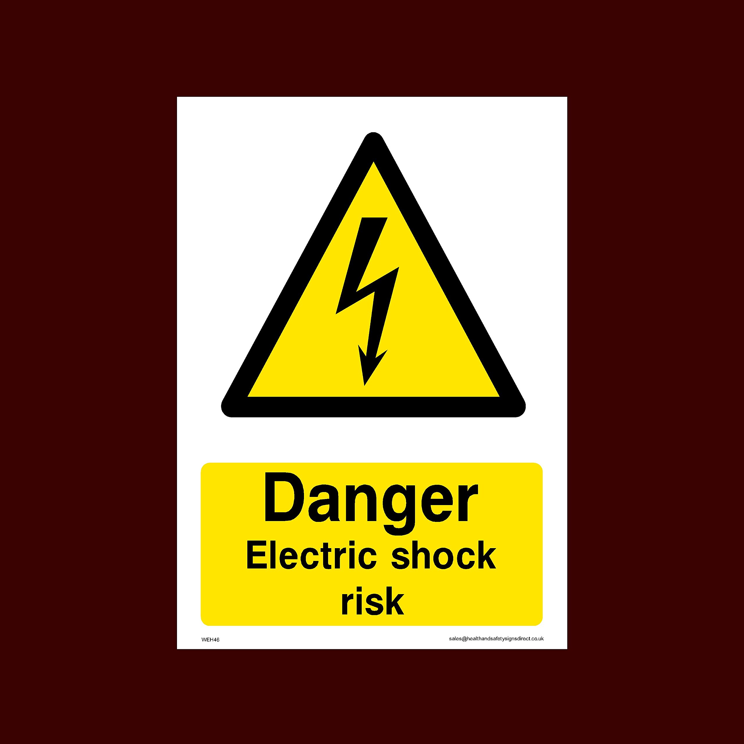 Ussp&S Danger Electric Shock Risk Plastic Sign (Weh46) - Electric Hazard, Voltage, Danger Of Death, Cables, Wires, Electric Fence