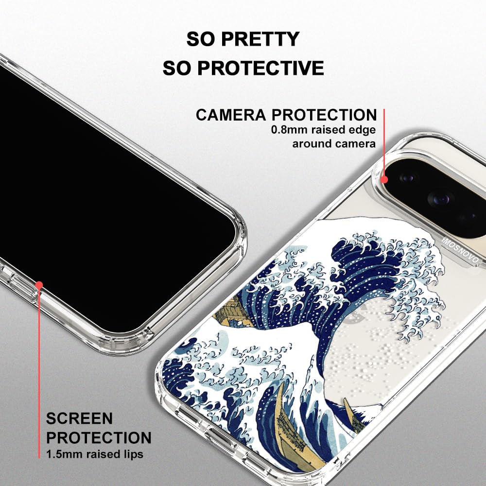 MOSNOVO Case for Google Pixel 10 & Pixel 10 Pro, [Buffertech 6.6ft Military-Grade Drop Protection] [Anti Peel Off Tech] Clear TPU Bumper Phone Case Cover Design - Cute Cherry — view 90