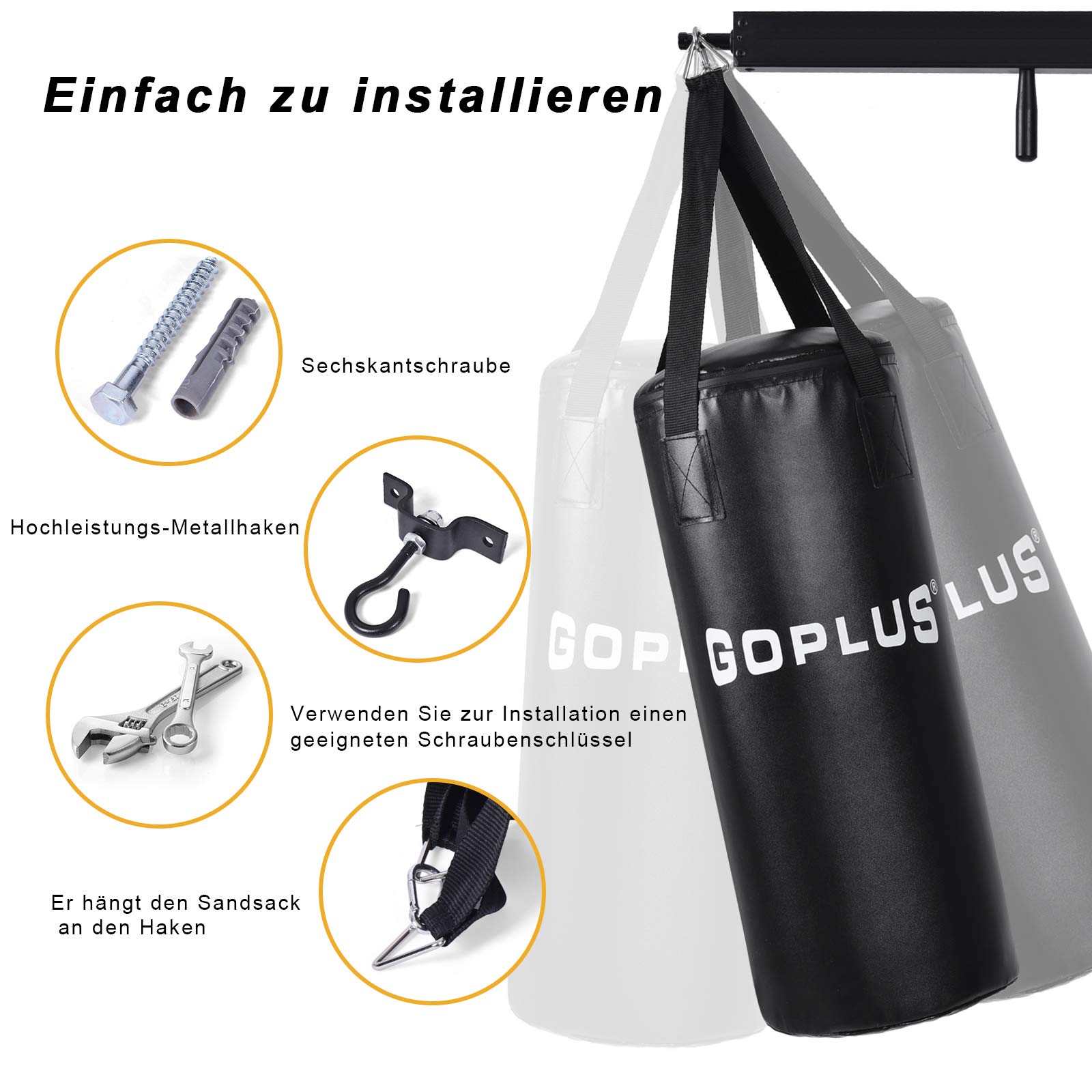 GOPLUS 10 kg Boxsack Set, Kinder Boxset, Boxing Set mit Boxhandschuhe & Springseil, Punching Bag mit Füllung, aus Kunstleder, inkl. Tragetasche & Deckenhalterung, für Kinder und Jugendliche