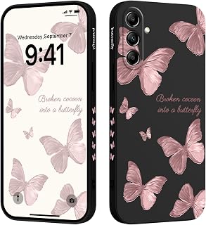 LEECG für Samsung Galaxy A16 5G Hülle, Slim Soft Liquid Silikon Schutzhülle Handyhülle für Samsung A16 5G 6,7 Zoll, Schmetterling Schwarz
