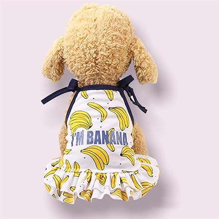 Amazon Riostudio 犬服 犬の服 春夏用 ワンピース メッシュ フルーツ柄ワンピース バナナ柄ワンピース S Riostudio シャツ パーカー 通販