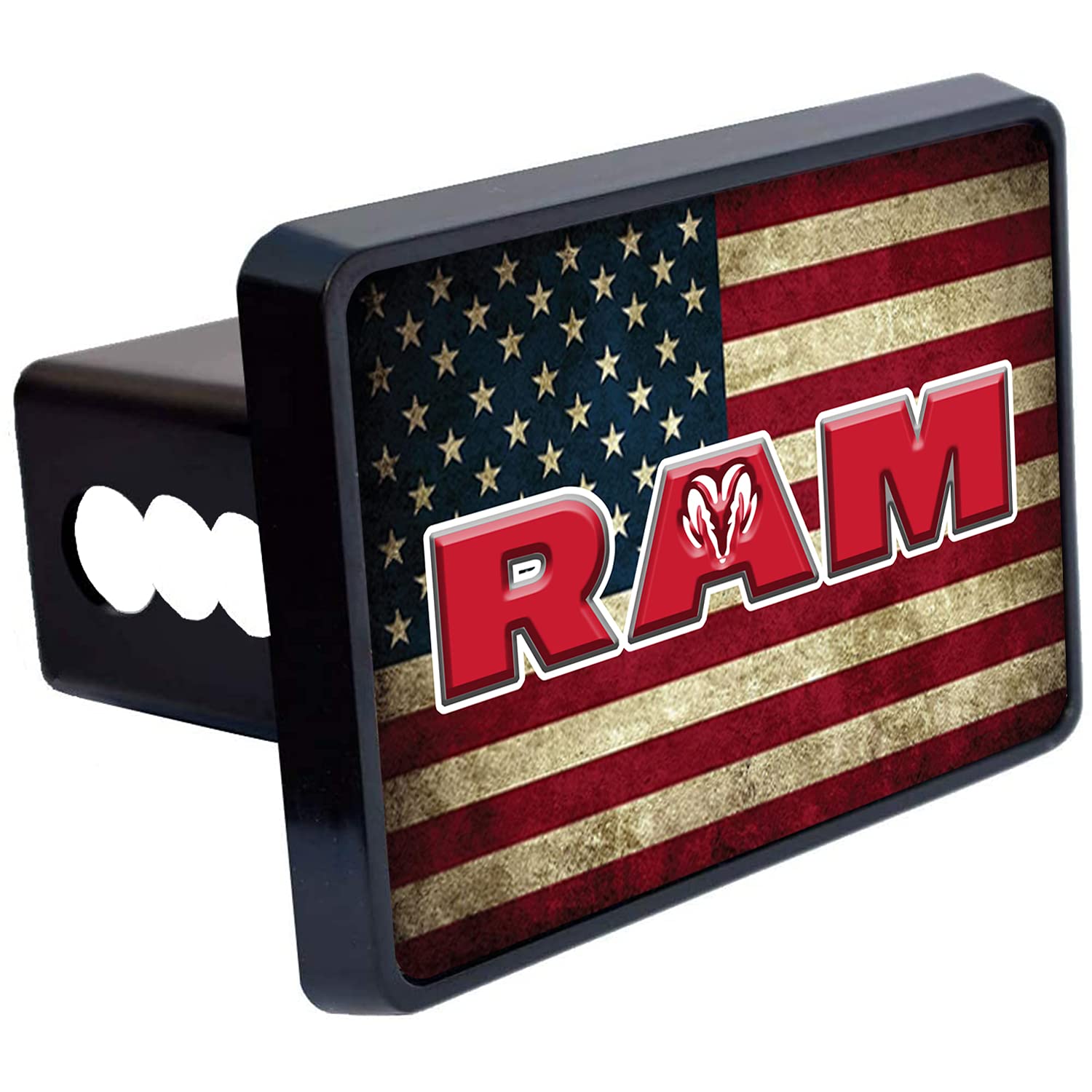 DEMILLO USA American Flag Trailer Hitch Cover Plug US Patriotic for RAM Trailer Hitch Cover Fits 2” Receivers(with Hitch pin)