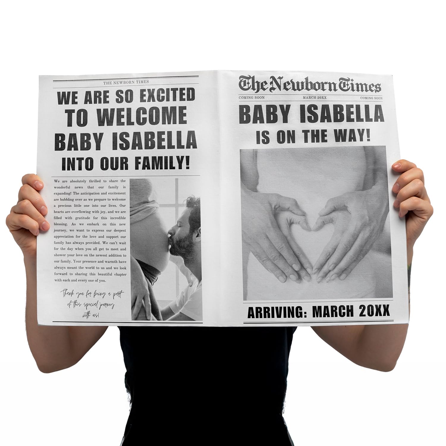 Custom Pregnancy Announcement Newspaper (2 Newspapers)