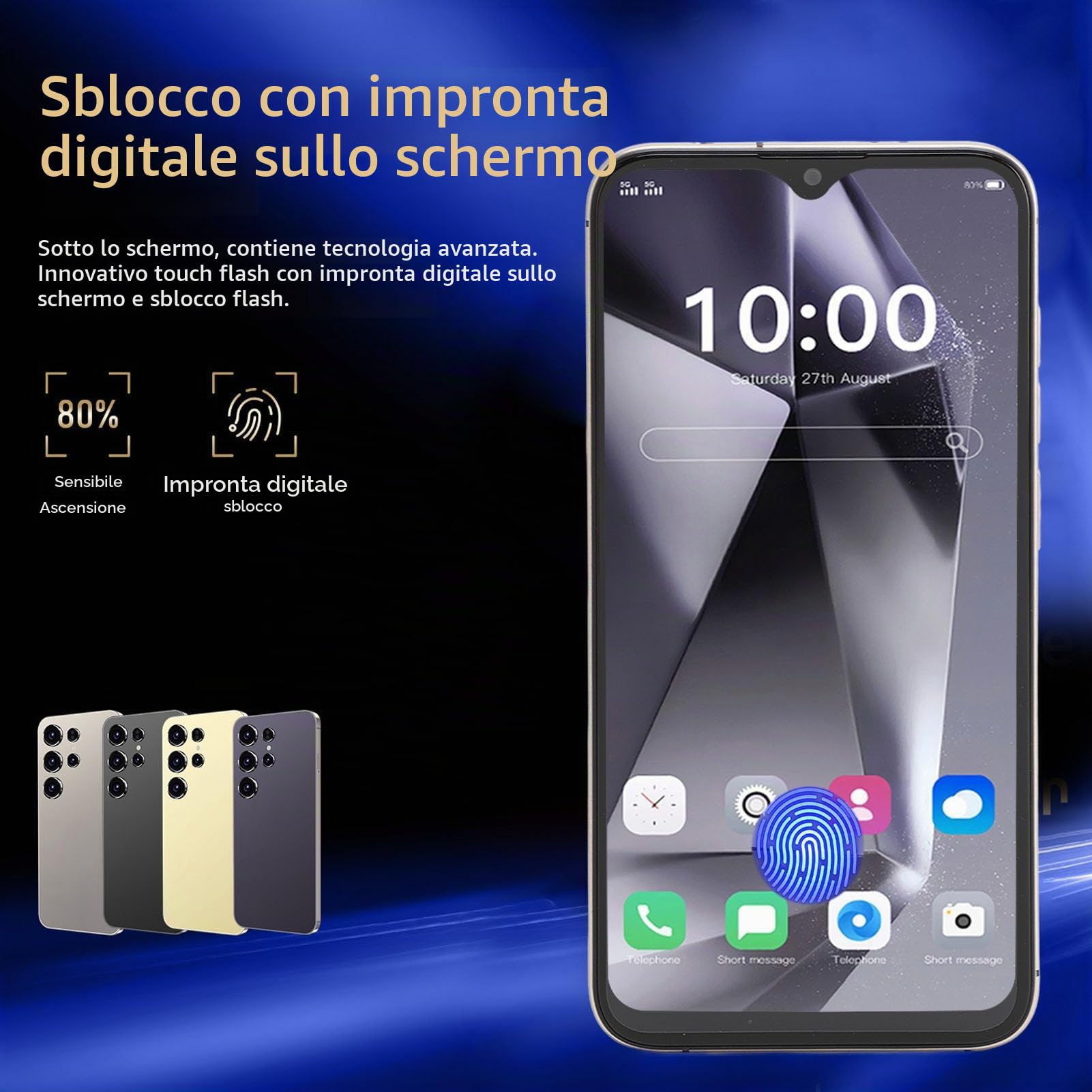 Smartphone con Schermo da 6,28 Pollici, 8 GB di RAM 64 GB di ROM, Telefono Cellulare Doppia SIM 4G LTE con Stilo, per 12 (YELLOW)