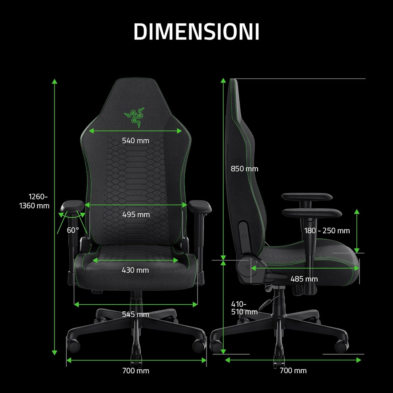 Razer Iskur V2 X - Sedia da gioco essenziale con supporto lombare integrato (cuscini in schiuma sagomata ad alta densit+á - Sedia gaming - Immagine 1