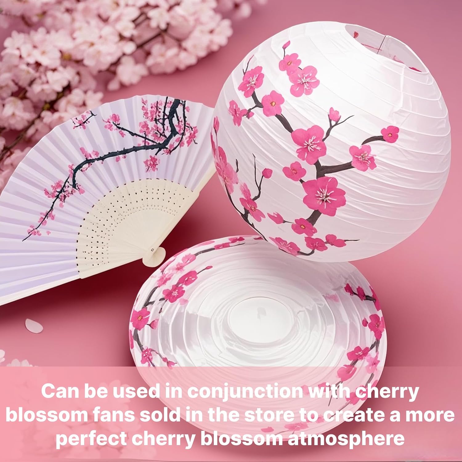 LEFTSTARER 6Pcs Cherry Blossom Lantern Decor for Cherry Blossom Party Decorations, Japanese Paper Lantern Lamp for Japanese Party Decorations, Mulan Party Supplies (12pcs Cherry Blossom)