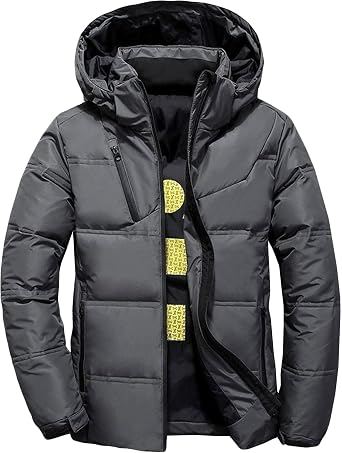 Mens White Duck Down Jacket Winter Warm Solid Hooded Down Coats Thick Duck Parka Down Jackets Winter Outdoor Coat