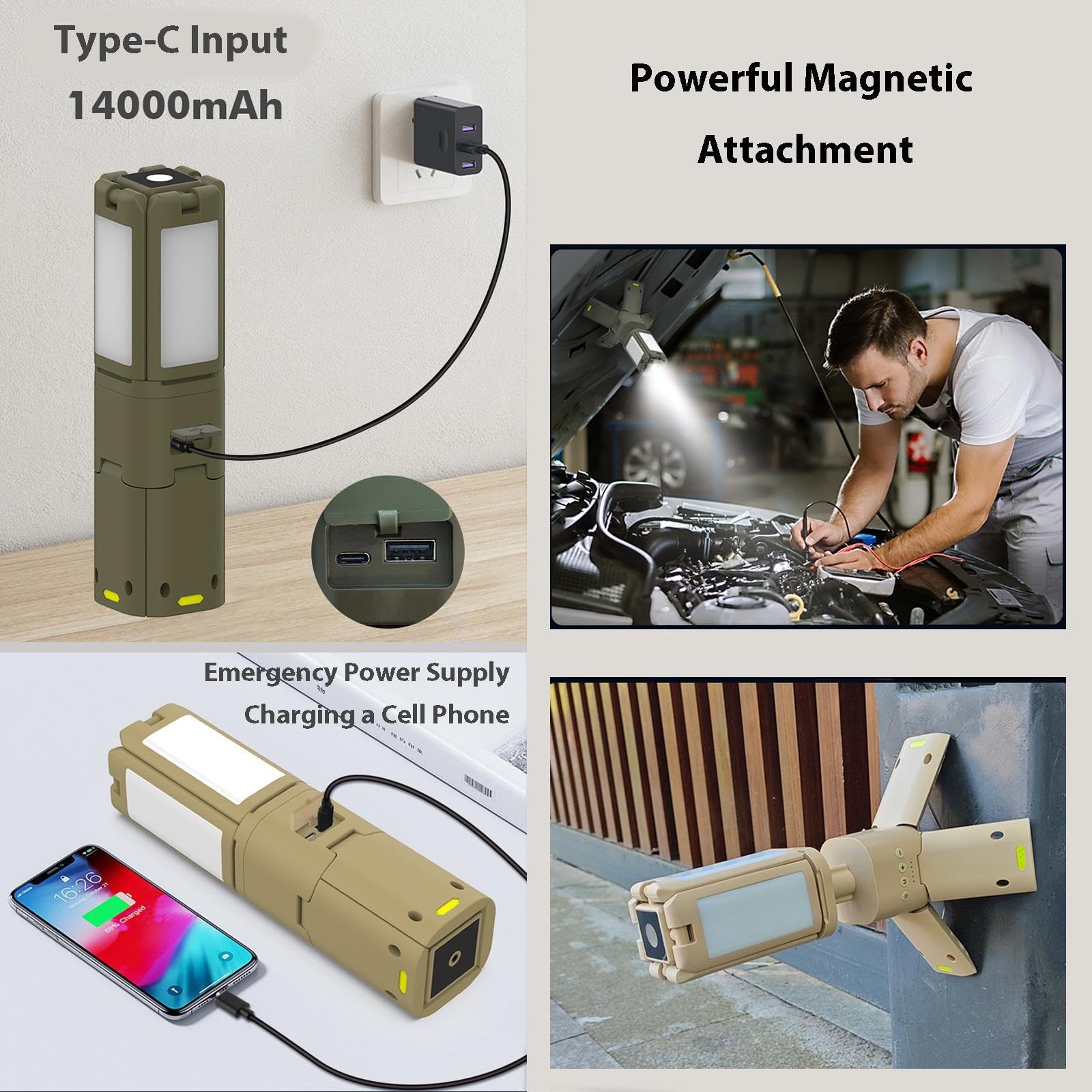Linterna Magnética Recargable Luces De Camping Telescópicas