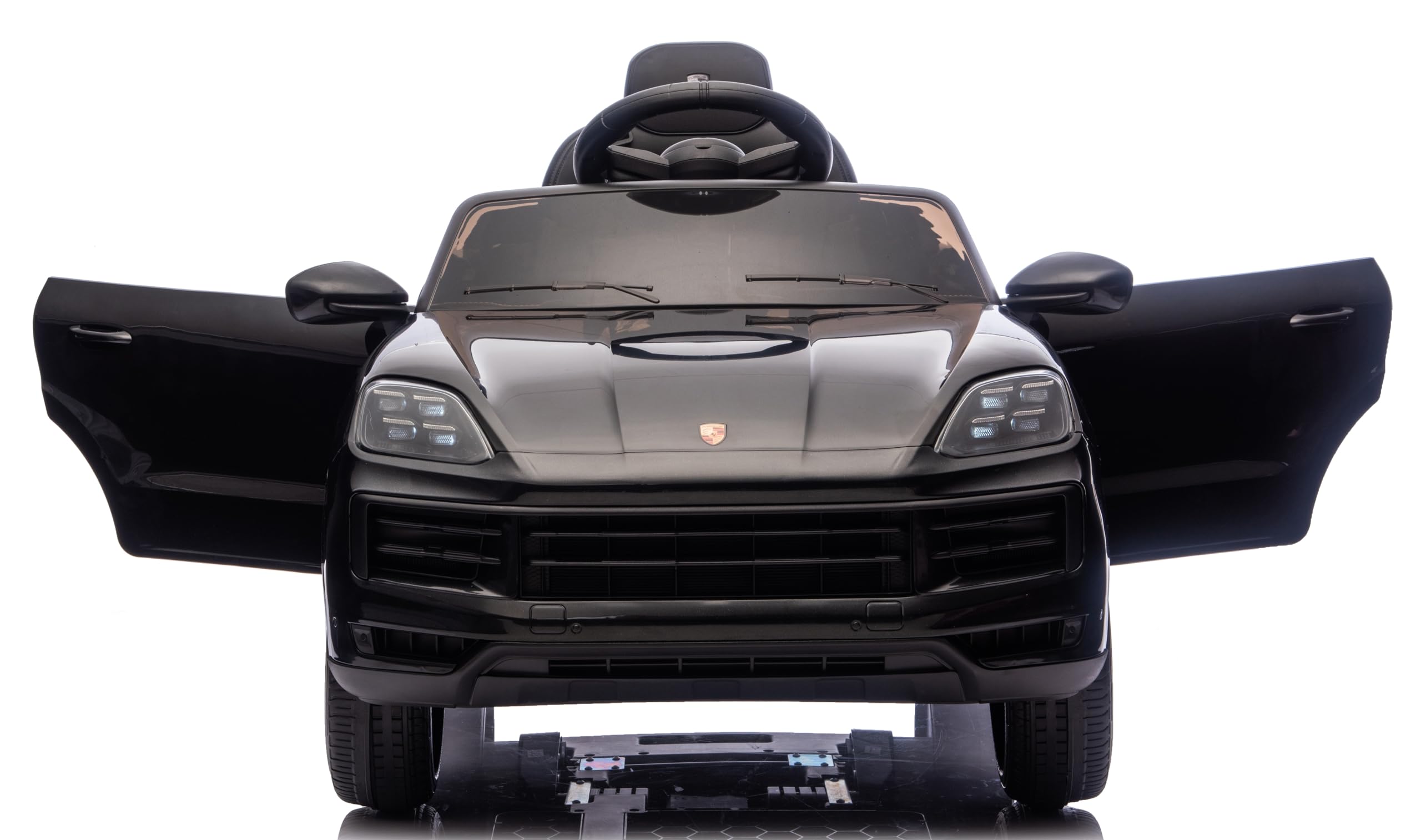 Porsche Cayenne Macchina Elettrica per Bambini 12V con Telecomando Cintura a 3 Punti Fari a Led Bluetooth Auto Elettrica Full Optional Nero
