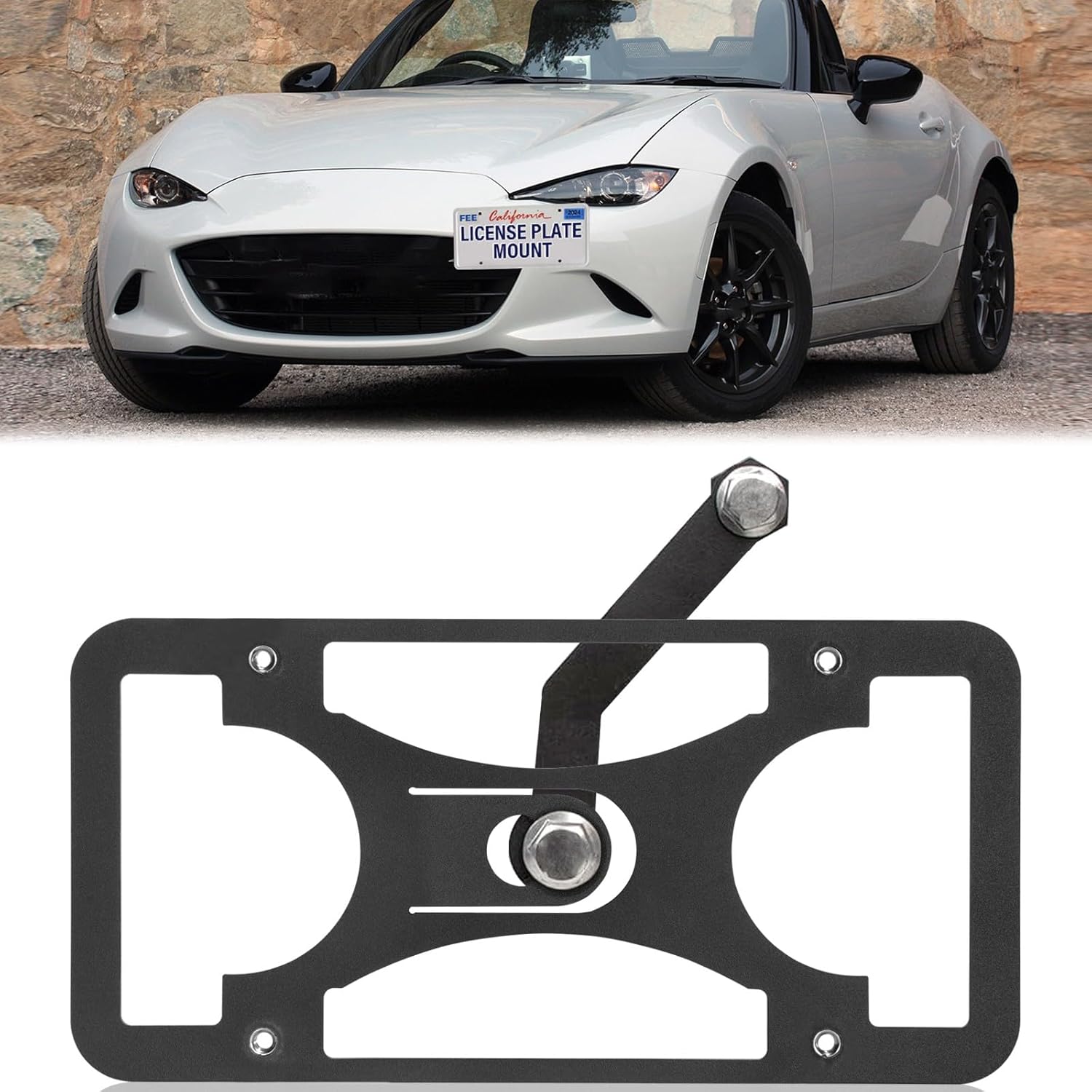 Front Bumper License Plate Mount Compatible with Mazda MX-5 Miata (ND) 2016-2023, No Drill Front License Plate Frames Tow Hook License Plate Bracket Holder Mounting Kit Car Accessories