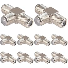 DIANN 10pcs F Type Splitter 3 Way Connector F-Type Female to 2 Female Connector Adapter for TV Video VCR Antenna TV Cable Satellite Tuner Antenna