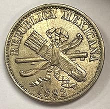 1882-83 5 Centavos Mexican Coin. A Rare Coin Minted Under Second Mexican Republic. 5 Centavos Graded By Seller Circulated Condition