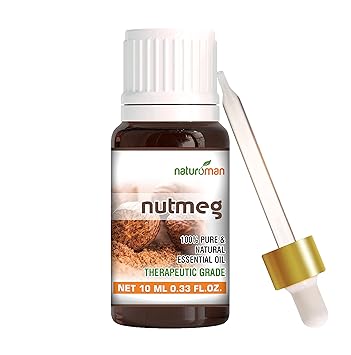 Naturoman Nutmeg Pure and Natural Therapeutic Grade Essential Oil | For Reduces Muscular & Joint Pain | Natural & Pure | Suitable for All Skin Types | Multipurpose | Pack of 1 | 10 ml