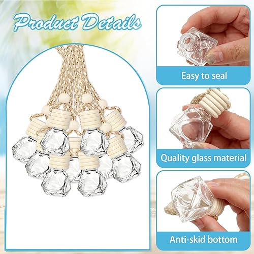 Miniatura 10 de Whaline 30 botellas de perfume de vidrio vacías con embudo para aceites esenciales, fragancia, aromaterapia, decoración interior, 0.3 onzas líquidas