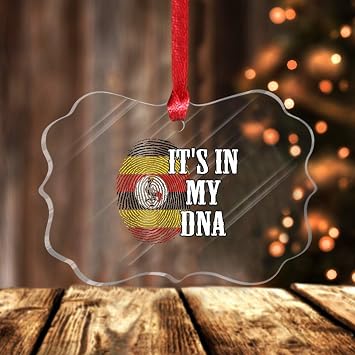 Uganda Flag Ornaments National Flags Ornaments Its in My DNA Acrylic Christmas Ornament for Xmas Tree Hanging Pendant Baubles Keepsake Holiday Ornaments Christmas Decoration New Year Souvenir