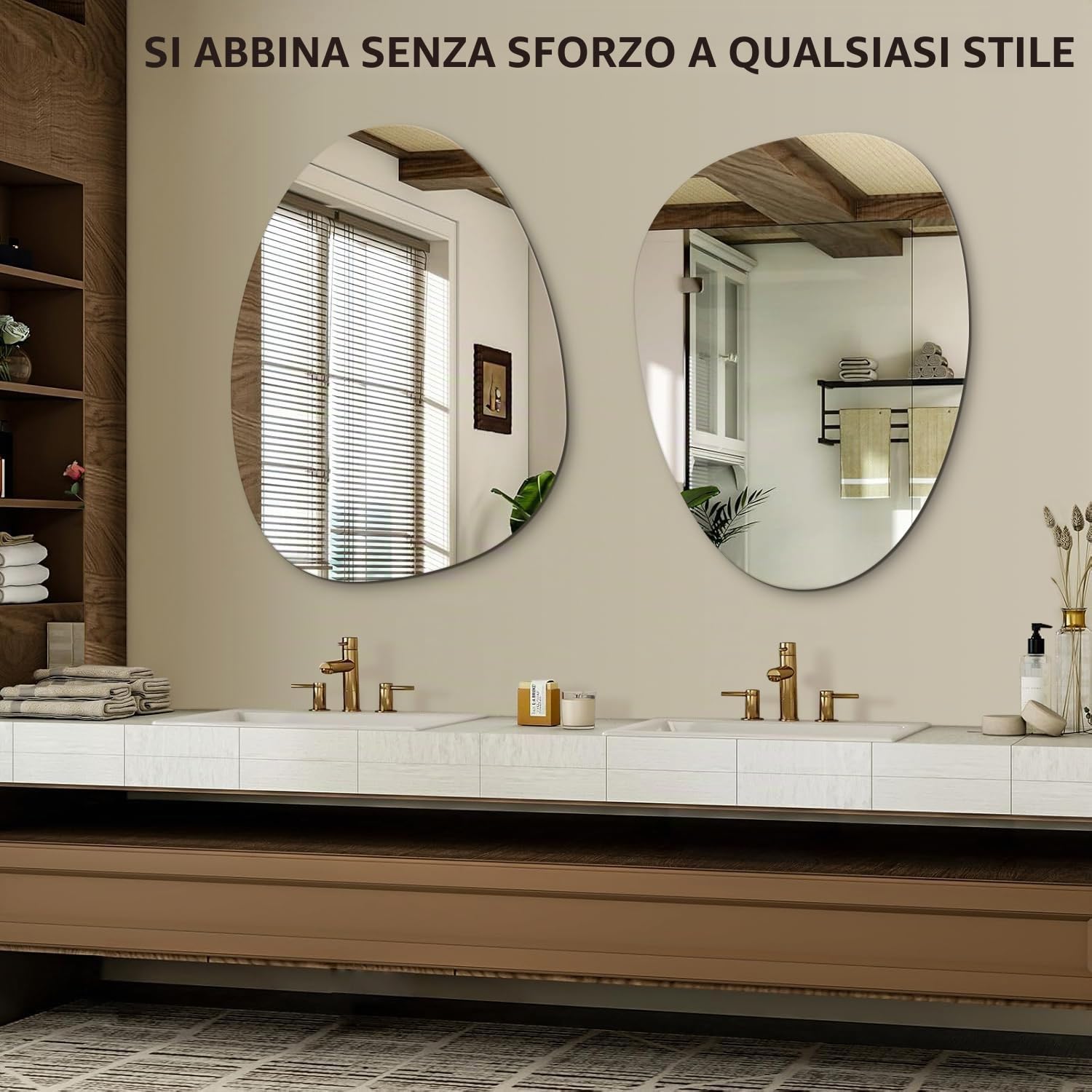 Specchio da Parete Irregolare Senza Cornice 45x60cm - Specchio Bagno Moderno Design Infrangibile Specchi Decorativi da Parete per Bagno Ingresso Soggiorno Camera