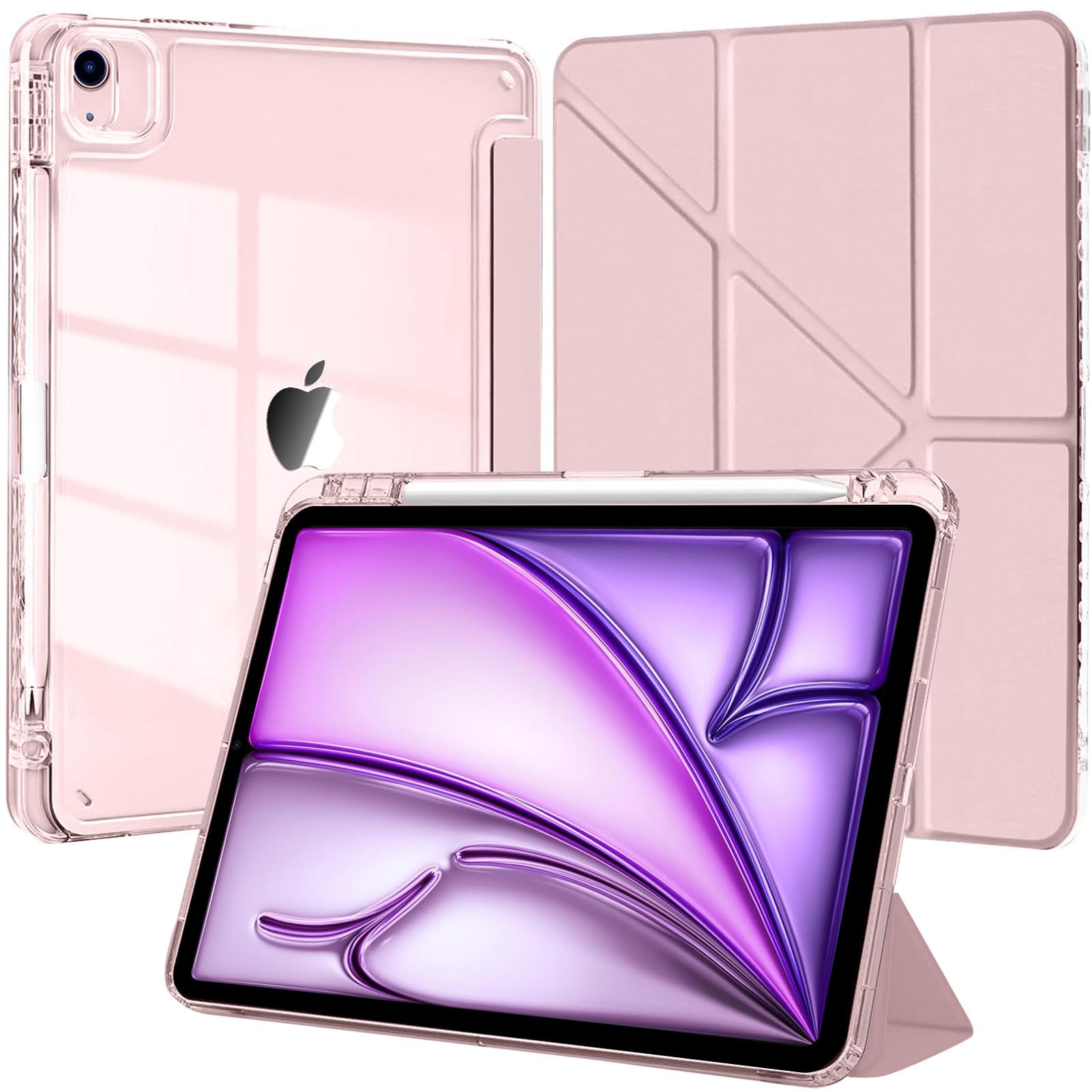 Zinibri Custodia Cover per iPad Air 13 Pollici M4/M3/M2 (2026/2025/2024) con Portapenna & Cinghie & Tasca,Multi Angolo Supporto,Chiusura Magnetica,Pelle PU,Auto Sveglia/Sonno,Blu Scuro