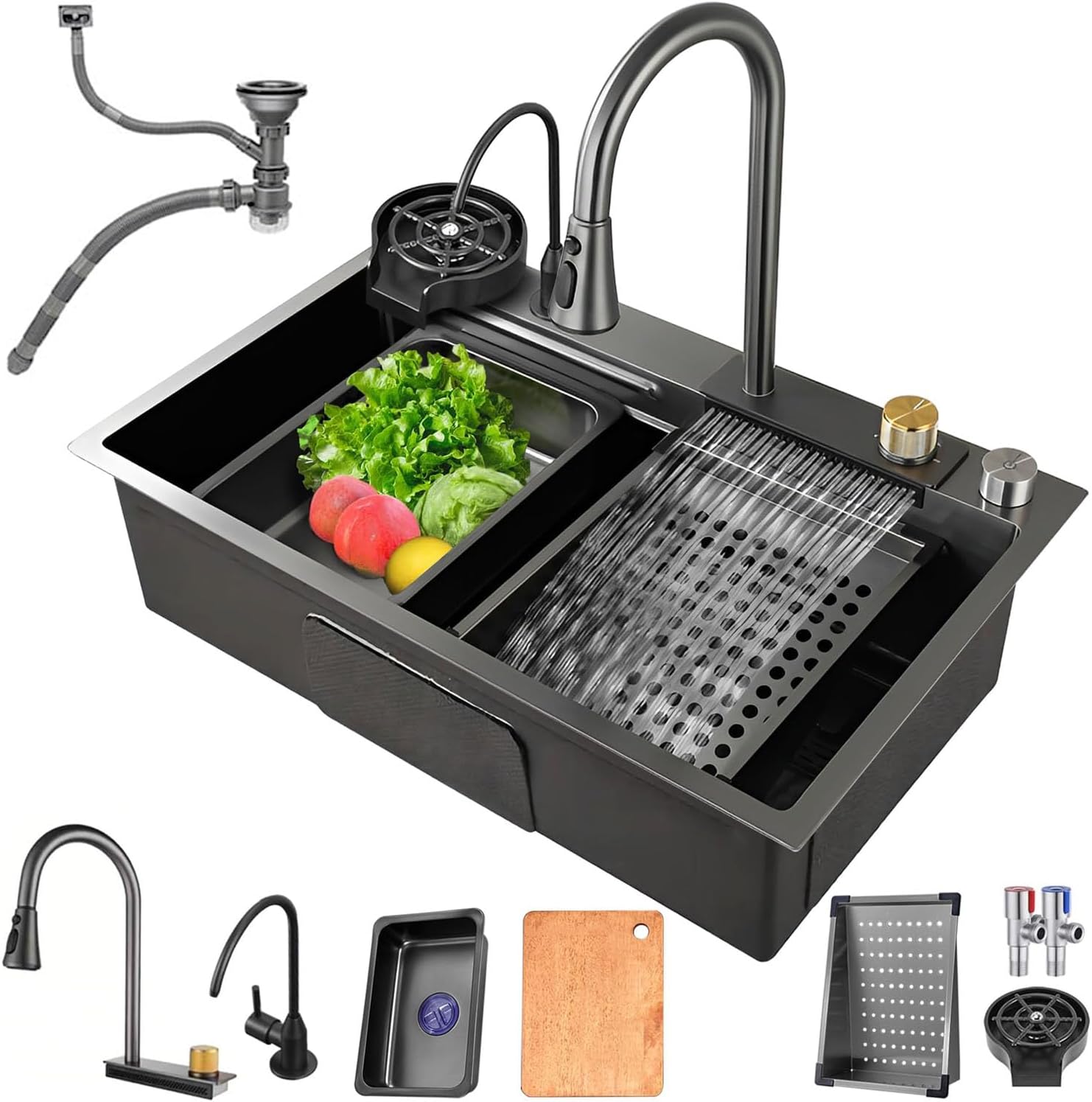 304 Fregadero Multifuncional De Acero Inoxidable Fregadero De Cocina De Acero Inoxidable Personalizable Tilo Cascada - China Fregadero De Acero Inoxidable Y Multifuncional Cascada De Fregadero, Lavabo