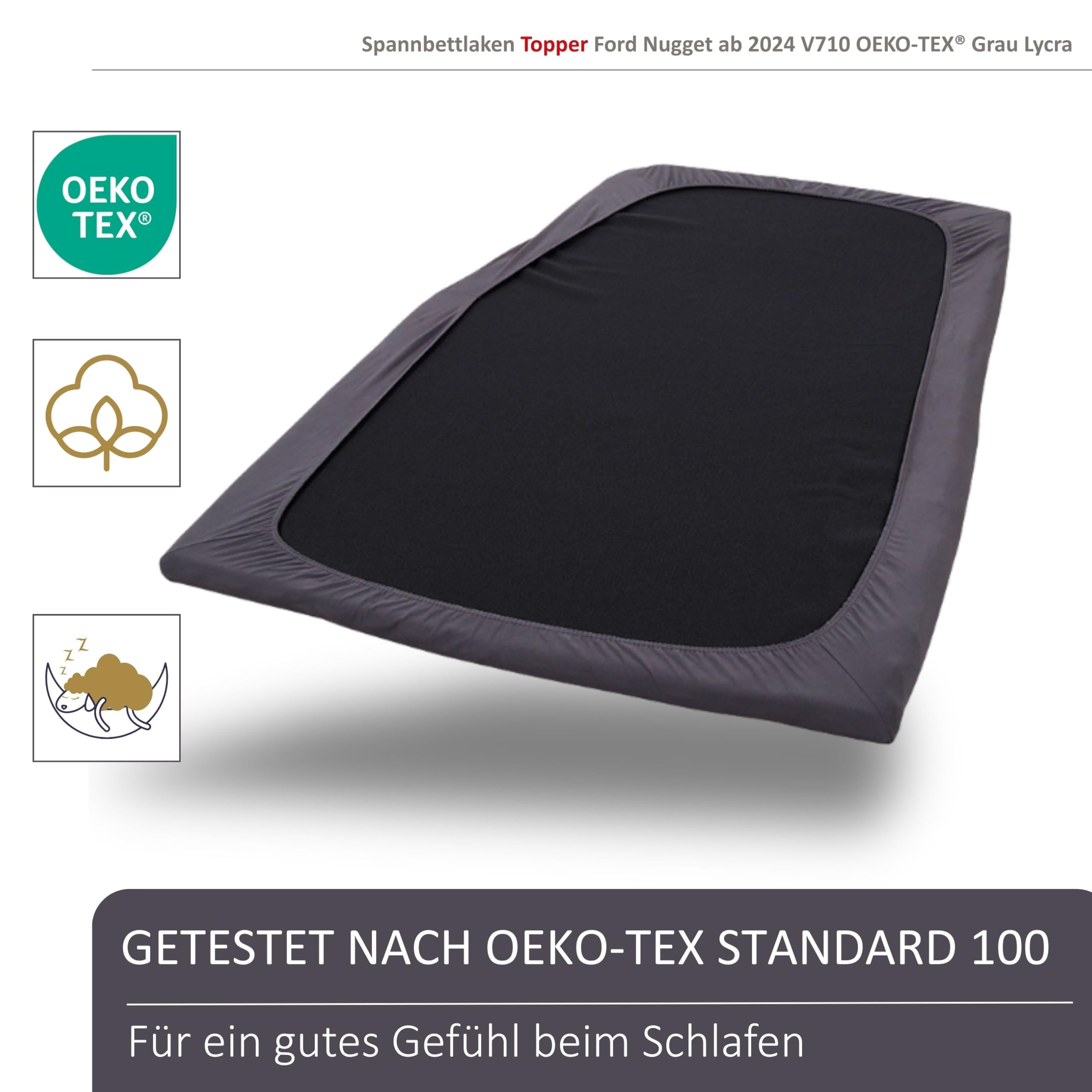 HR-Surmatelas en mousse à froid en dessous pour Ford Nugget V710 à partir de 2024 – Ajustement parfait, 6 cm, certifié Oeko-TEX® (Surmatelas V710 en dessous à partir de 2024)