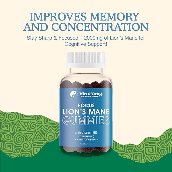 Lion's Mane Gummies 2000mg | Focus & Memory Support | 60 Gummies | Sugar-Free Vegan Gummies, For An Easy Daily Routine. A Convenient Alternative To Powders, And Capsules.