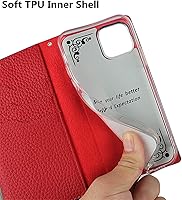 Vista 132 de iCoverCase Funda tipo cartera compatible con iPhone 13 Pro Max con ranuras para tarjetas, funda magnética de piel auténtica con bloqueo RFID, Naranja