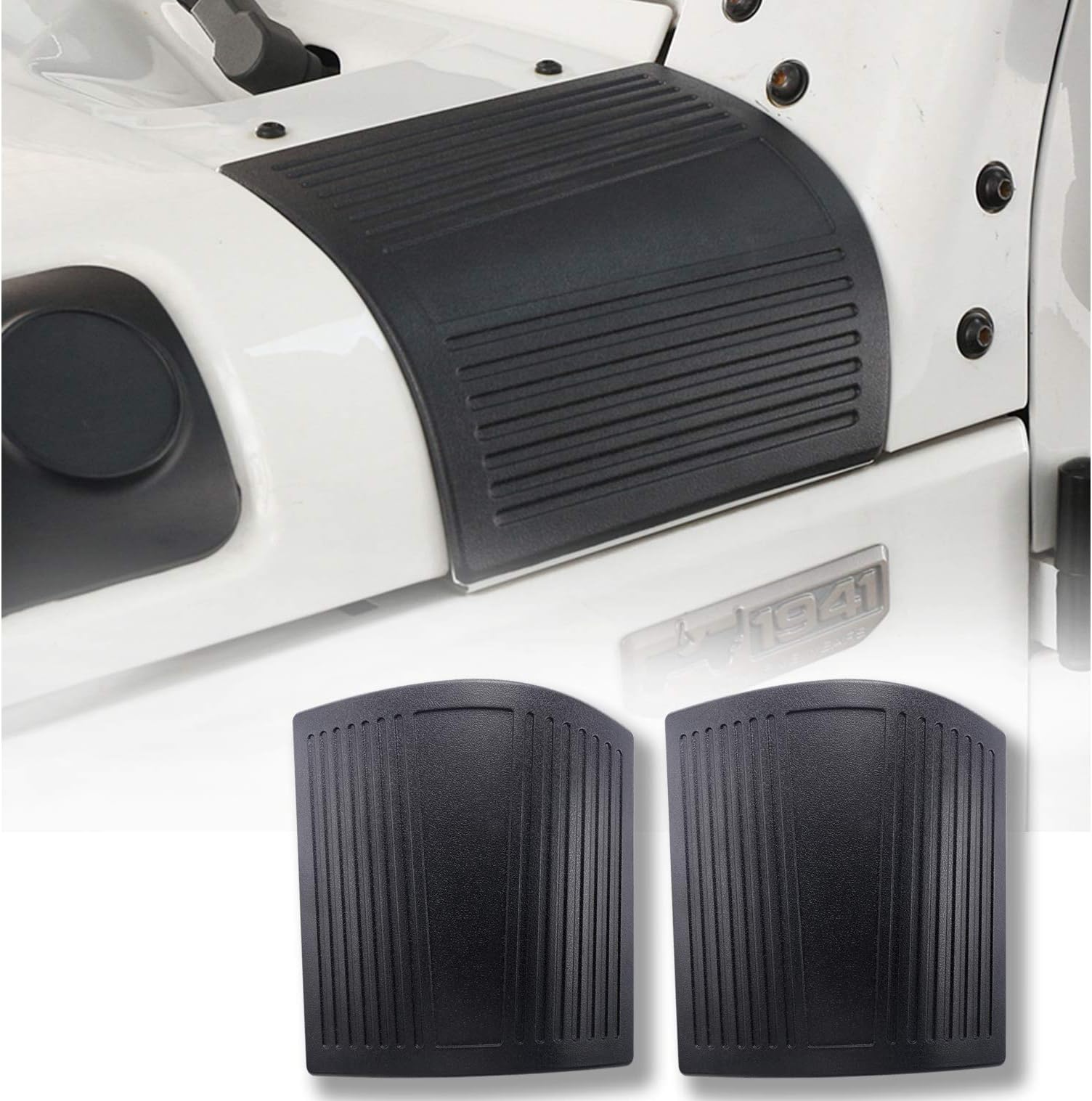 Hooke Road Cowl Body Armor Matte Black Outer Cowling Side Corner Guards for 2007-2018 Jeep Wrangler JK - Pair
