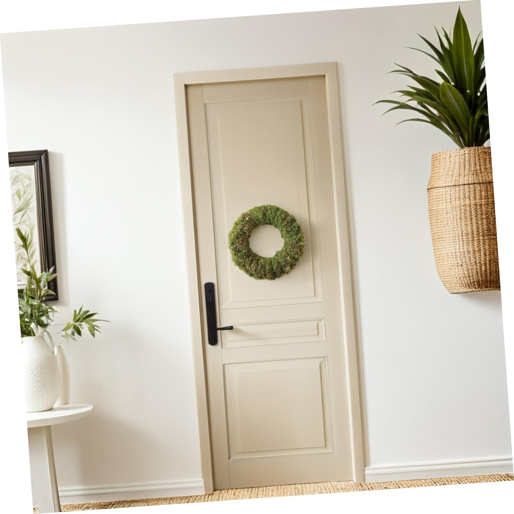 ABOOFAN Runder Mooskranz zum Selbermachen Natur-deko für Haus und Garten DIY-weihnachtskranzrahmen mit Moos und Rattan für Feiertage und Geschenke